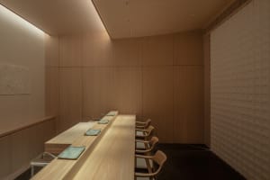 Industrial-style interior design featuring wooden materials