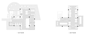 Modern office layout with multiple rooms and open spaces