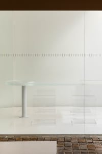 Modern interior space featuring glass materials