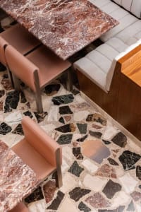Marble flooring in a restaurant interior