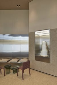 Modern interior design featuring metallic materials and contemporary aesthetic