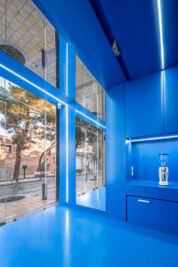 Blue retail space with modern design