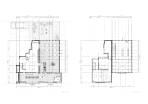 Technical blueprint of a modern architectural floor plan.