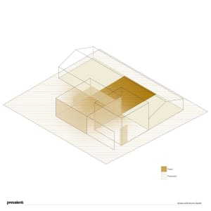 Closed architectural plan of a venue with separate public and production zones