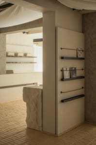 Concrete walls, minimalist design, retail store interior
