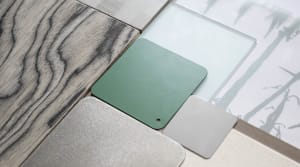 Tile samples showcasing ceramic materials