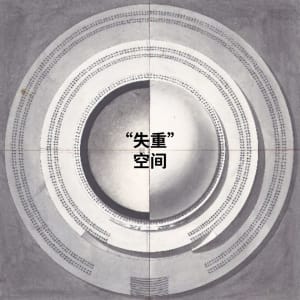 A black and white abstract image featuring concentric circles arranged in a radial pattern.