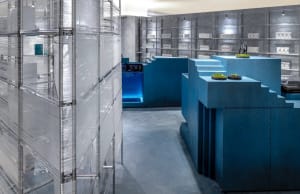 Concrete and glass industrial commercial space interior