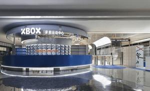 Xbox retail store featuring a metal interior design
