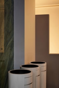 Modern dining chairs with sleek, curved legs and minimalist design.