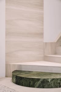 Modern interior design featuring marble elements.