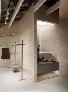 Modern retail store with concrete walls and minimalist design