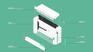 An architectural illustration showcasing a modern interior design with stainless steel features.