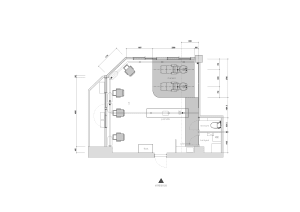 Floor plan of a barbershop featuring tiled flooring.