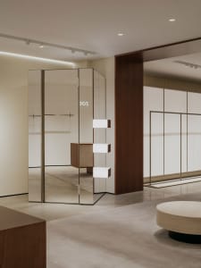 Modern storefront with glass walls and minimalist design