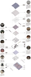 A detailed floor plan depicting the traditional Tibetan architecture focusing on wooden structural elements.