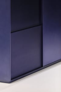 Modern design cabinet with metallic blue finish