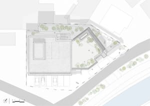 A modern architectural floor plan featuring a concrete construction.