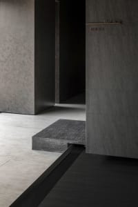 Modern storefront with concrete materials