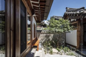 Modern residential exterior featuring eco-friendly wood plastic composite