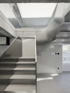 Concrete and metal staircase interior design