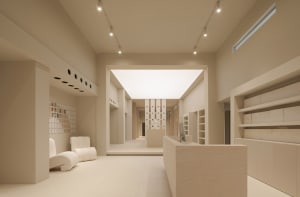 Modern retail store interior with neutral color scheme