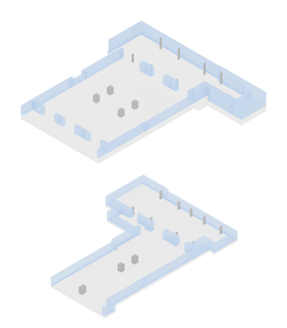 Floor plan blueprint of an interior design space