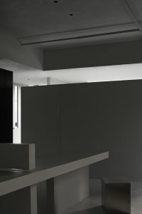 Minimalist office interior with concrete walls and modern design