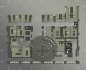 Floor plan of a modern medical center's office space, showcasing clean lines and efficient layouts.