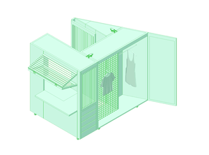 3D rendering of a metal clothing wardrobe