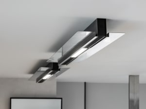 Modern, industrial-style office ceiling lights