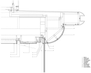 Detailed technical drawing of a steel architectural interior cross-section.