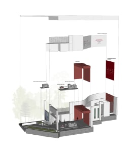 A modern commercial space with metal elements