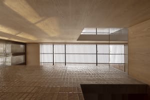 Interior design featuring modern architecture with wooden flooring material.