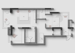 Minimalist residential floor plan layout showing modern design