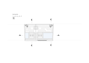 A technical drawing of a rooftop terrace design featuring concrete tiles and walls.