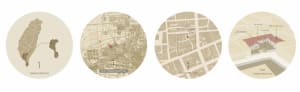 Historical landmark plan on paper, with detailed street layout and building locations.