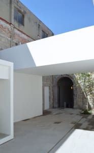 Modern architectural design featuring concrete materials and minimalist aesthetic