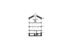 The image depicts a detailed floor plan of a residential building with concrete construction, showing interior layouts and ar