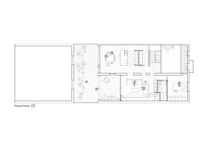 Modern residential floor plan featuring open living space with kitchen and dining area, bedrooms with en-suite bathrooms, and
