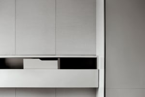 Modern industrial metal storage system with sleek, minimalist design.