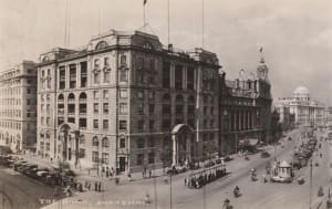 Stone buildings and streets in a cityscape