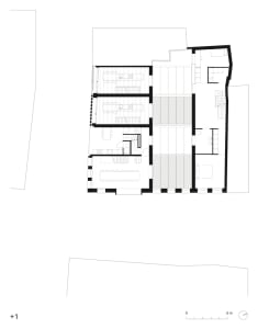 Floor plan of a house showing the ground floor layout with concrete flooring.