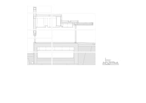 Cross-section drawing of a modern interior with metal framing.