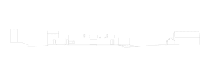 A black-and-white line drawing of a house's elevation profile, with different sections and features outlined.