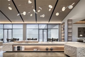 A modern interior space with concrete walls and minimalist decor