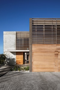 Modern concrete and wooden building exterior