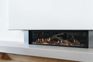 Modern glass fireplace interior