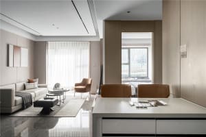Contemporary living room featuring minimalist design with modern furnishings.