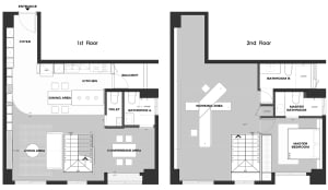 White floor plan of a conference room workspace